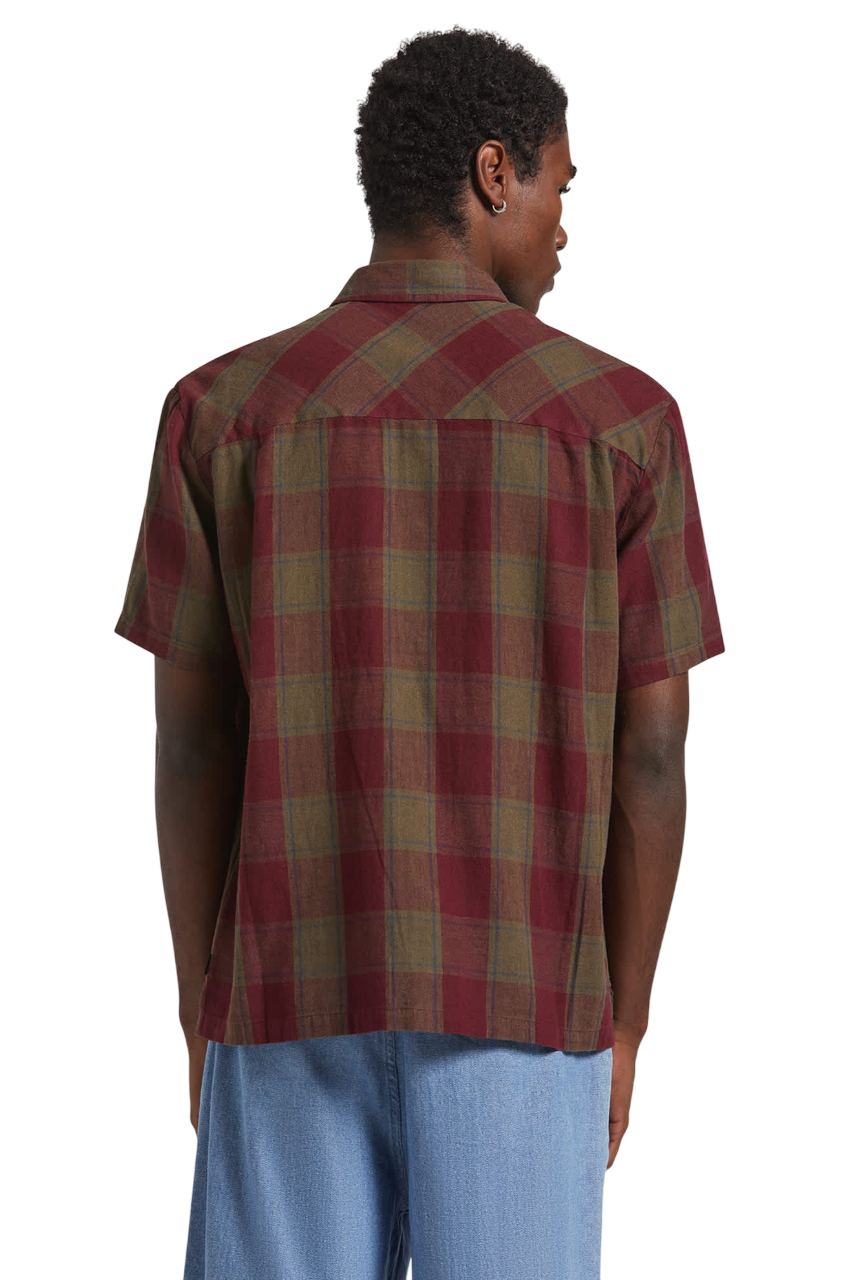 Cru Chemise en Mélange de Lin - Olive Surplus/Bordeaux