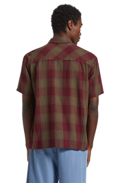 Cru Chemise en Mélange de Lin - Olive Surplus/Bordeaux