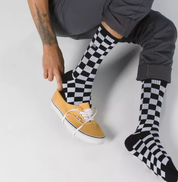 Checkerboard Crew Socks II - Black/White