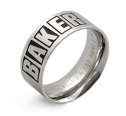 Bague en argent avec logo de marque - Acier inoxydable