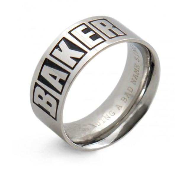 Bague en argent avec logo de marque - Acier inoxydable