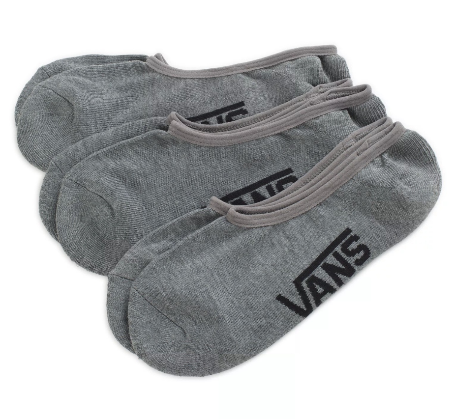 Classic Super No Show Socks 3 Pack - Heather Grey