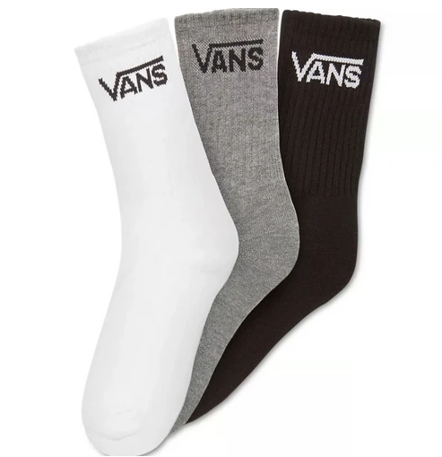 Classic Crew Socks 3 Pack - Black/Grey/White