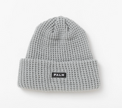 Stamp Waffle Knit Beanie - Light Grey