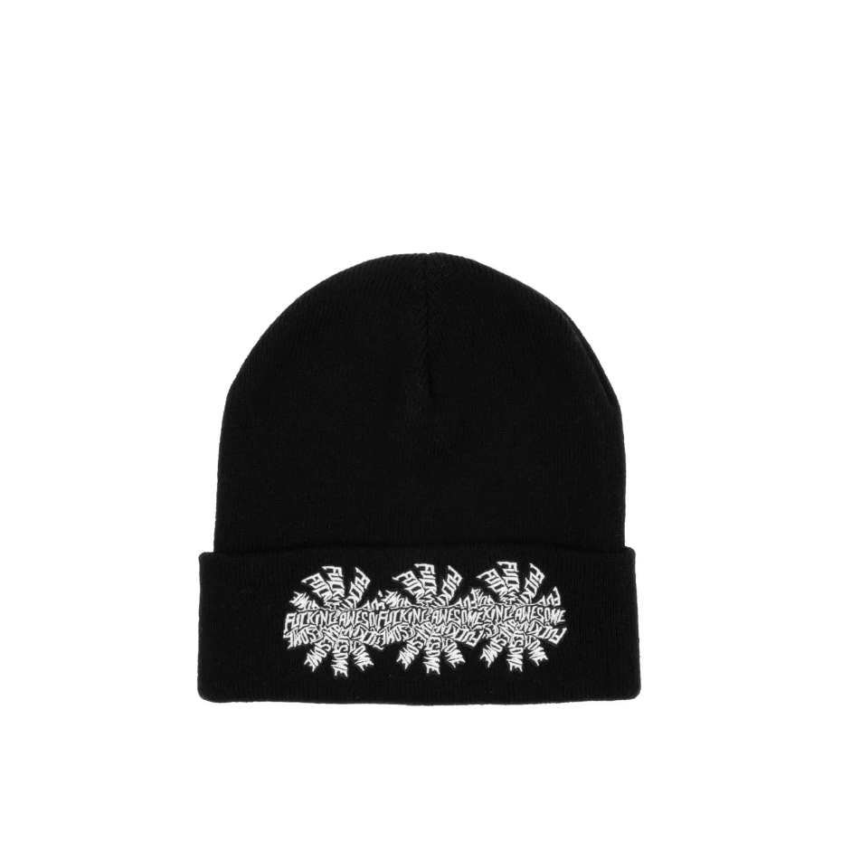 Three Spiral Cuff Beanie - Black