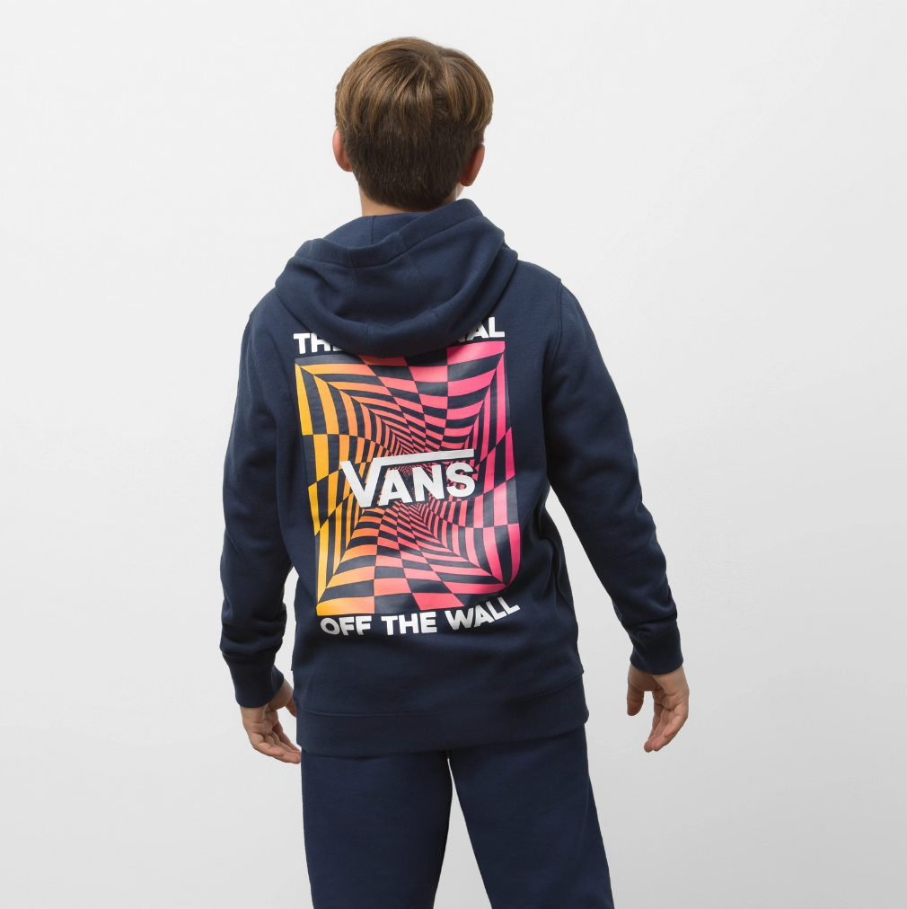 Kids Gradient Checking  Hoodie - Dress Blues