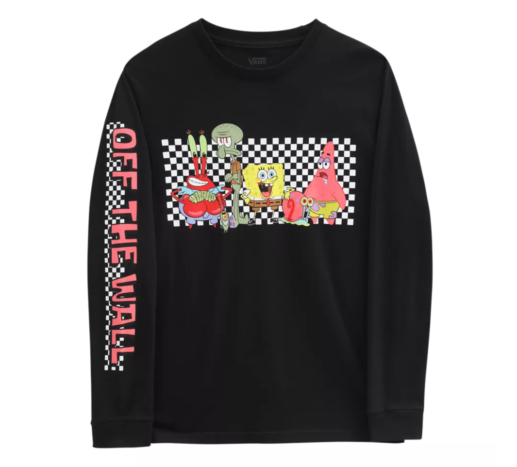 Kids Vans x Spongebob Characters Long Sleeve - Black