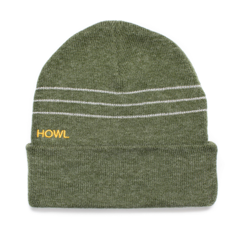 Striped Reflect Beanie - Green