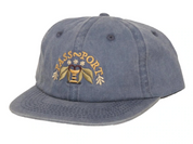 Arched Embroidery 6 Panel Strap Back - Blue