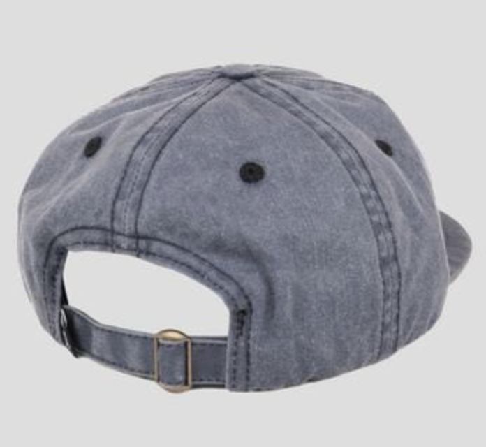 Arched Embroidery 6 Panel Strap Back - Blue