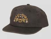 Arched Embroidery 6 Panel Strap Back - Black