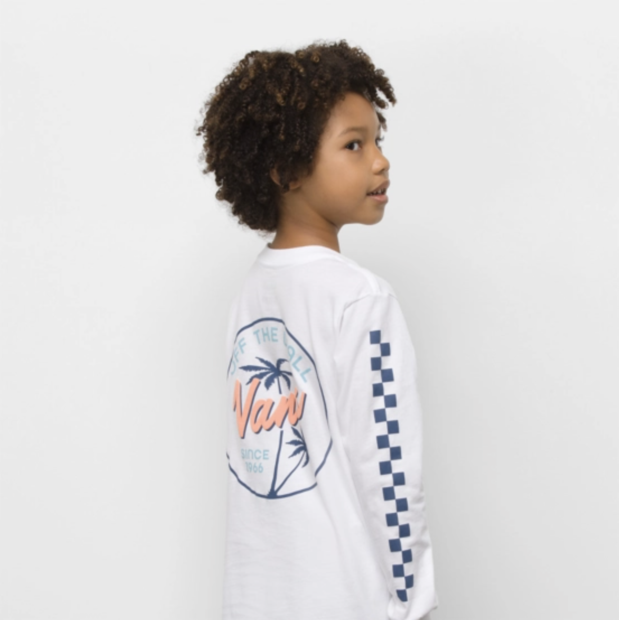 Little Kids Palm Script Long Sleeve T-Shirt - White