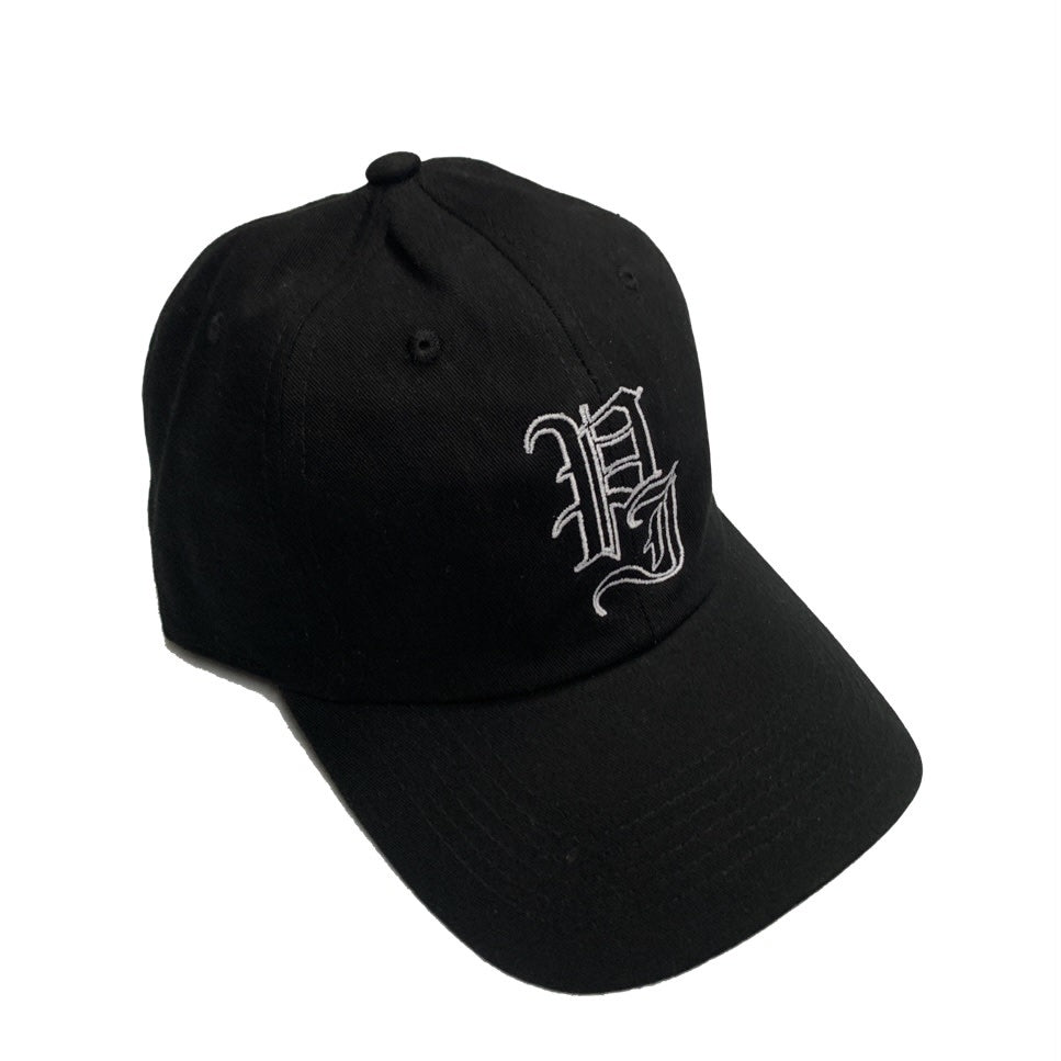 Stamp Embroidered Cap - Black