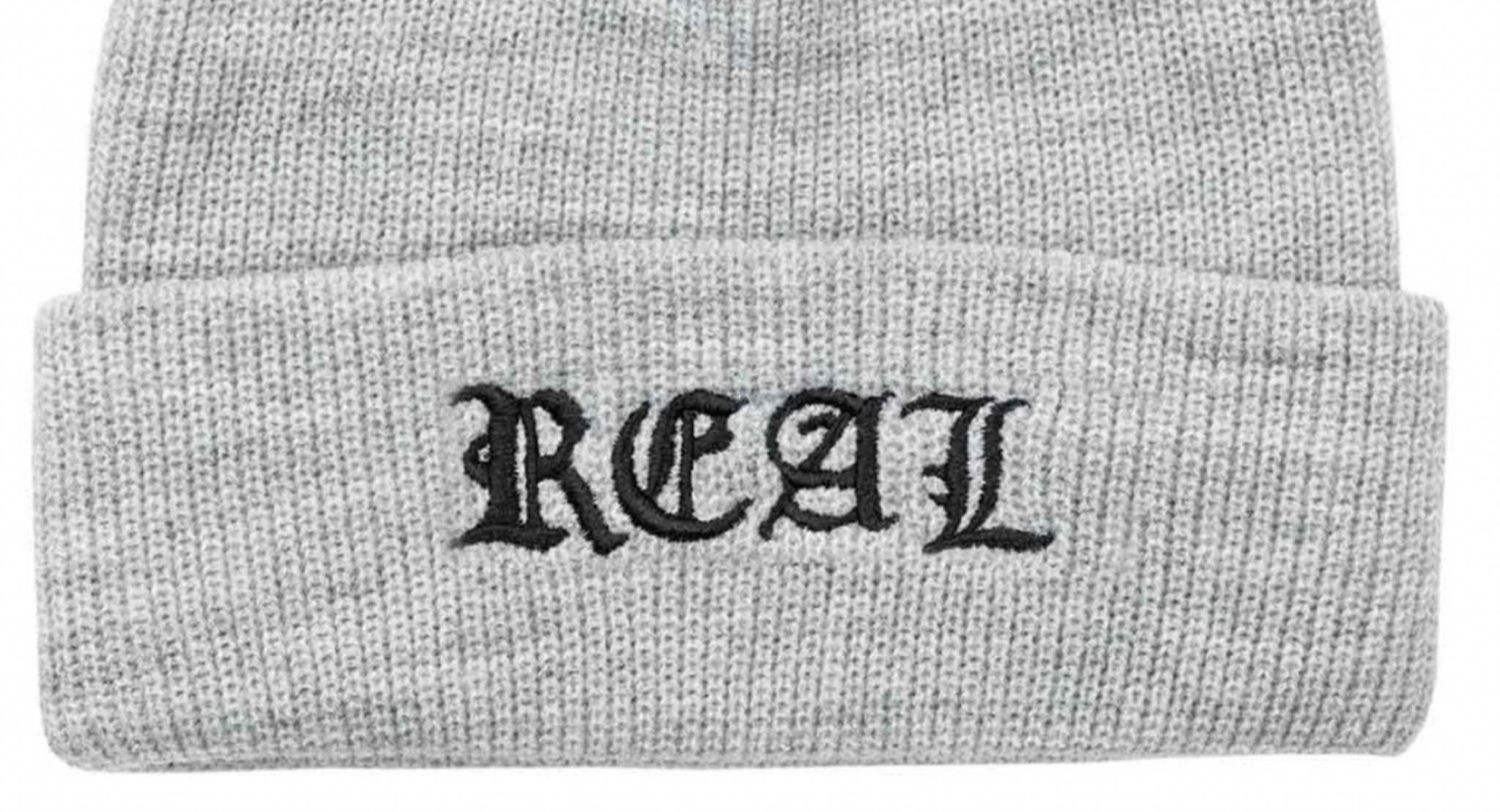 Bonnet à revers avec inscription - Gris chiné/noir