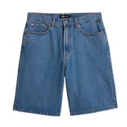 Check-5 Baggy Denim Shorts - Stonewash Blue (Beige Suede Patch)