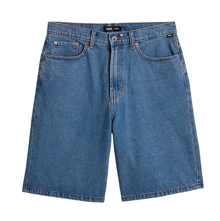Check-5 Baggy Denim Shorts - Stonewash Blue (Beige Suede Patch)