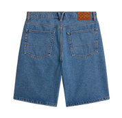 Check-5 Baggy Denim Shorts - Stonewash Blue (Beige Suede Patch)