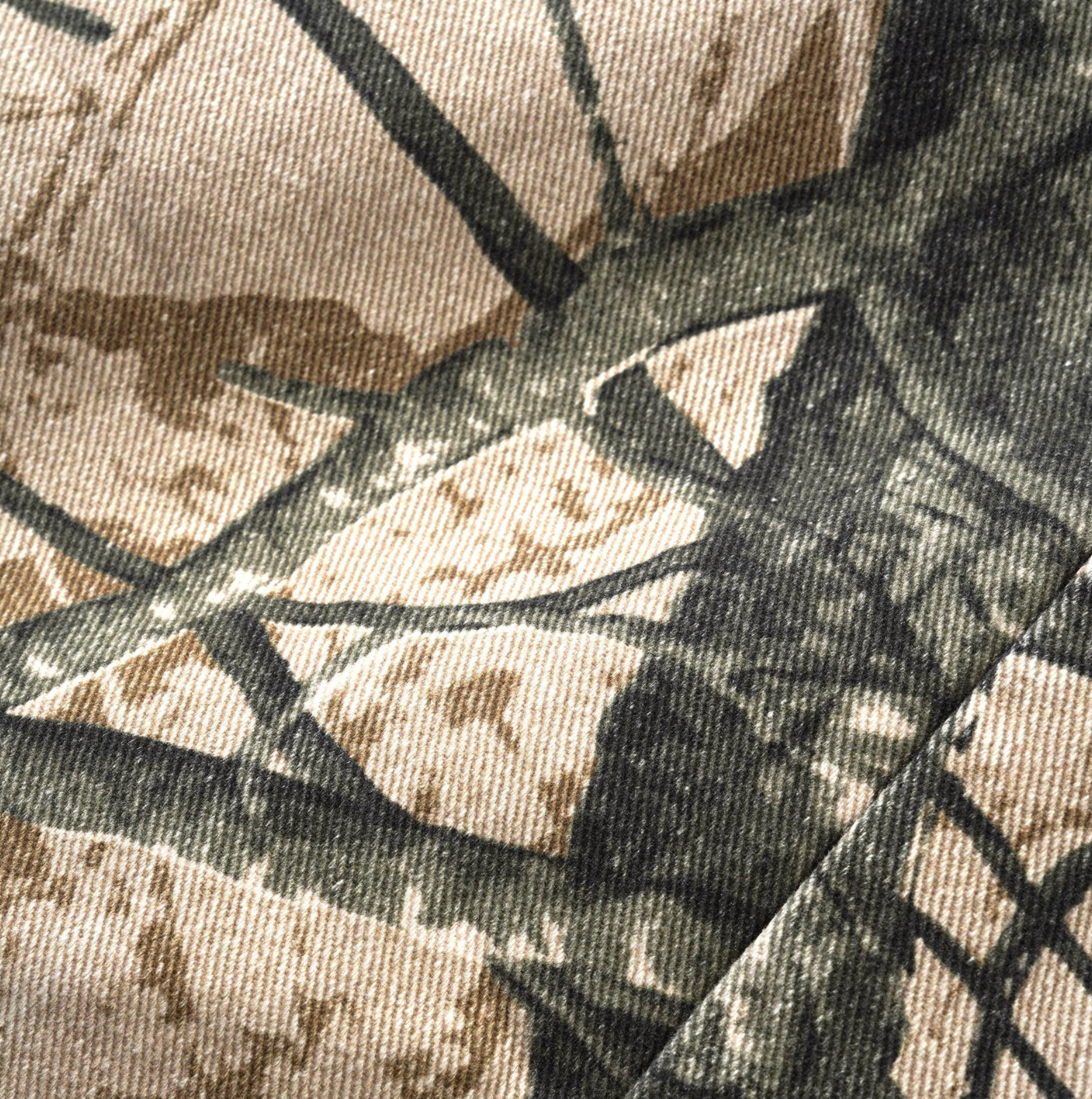 Foliage Camo Denim Shorts - Tan