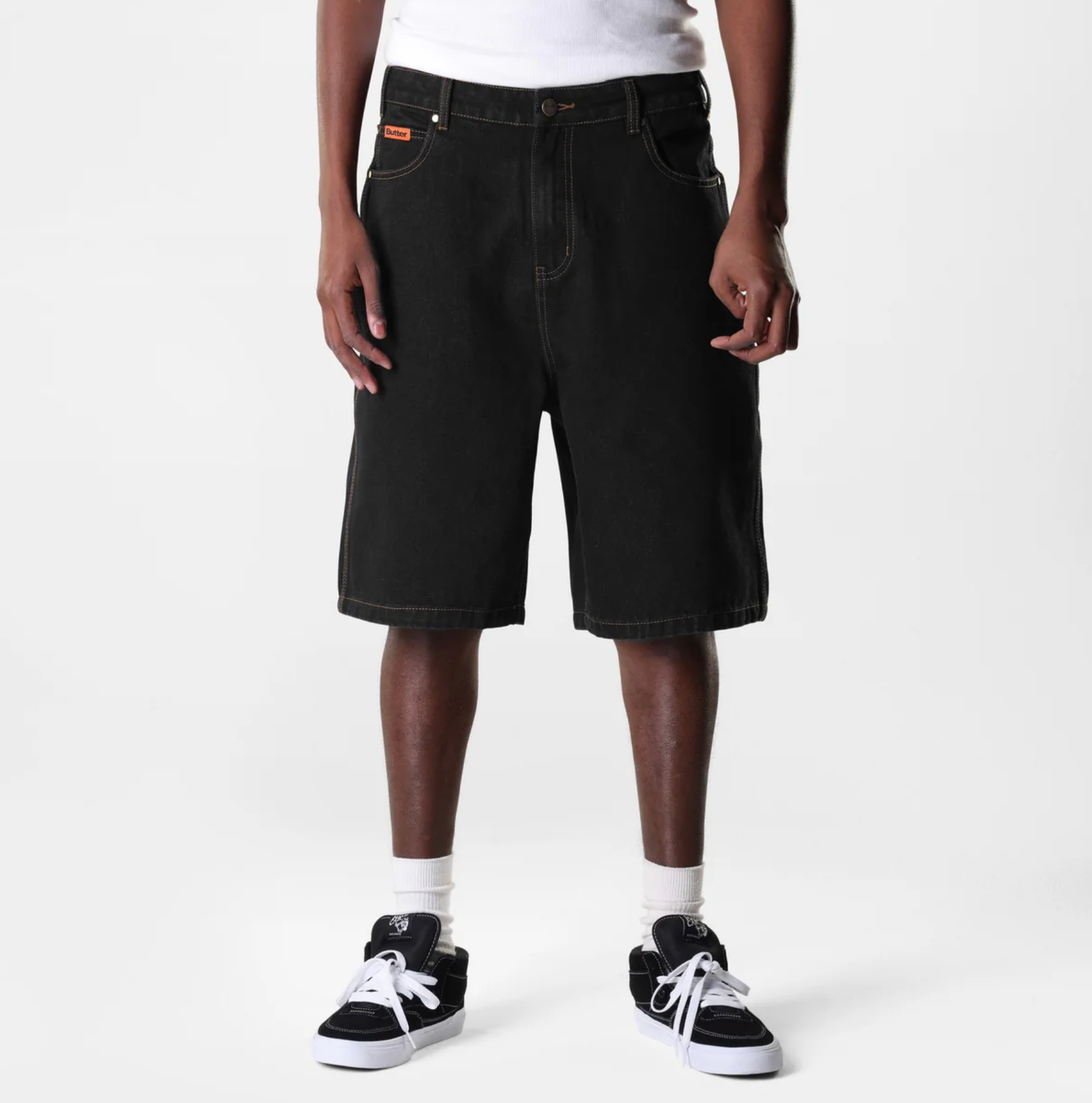 Baggy Denim Shorts - Washed Black  