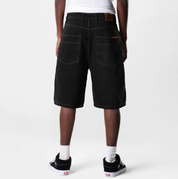 Baggy Denim Shorts - Washed Black  