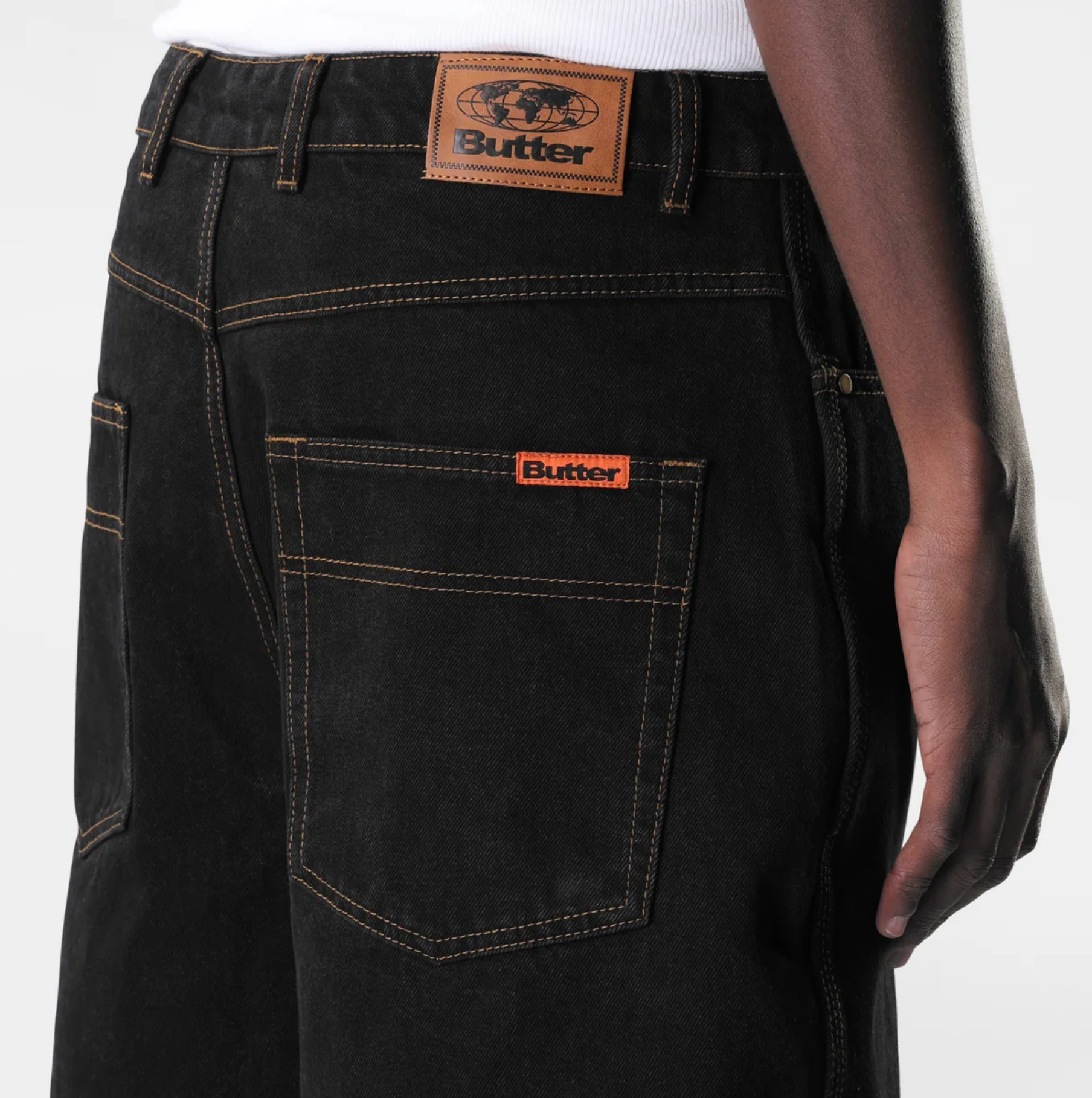 Baggy Denim Shorts - Washed Black  