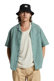 Bunker Linen Blend S/S Camp Collar Shirt - Chinois Green