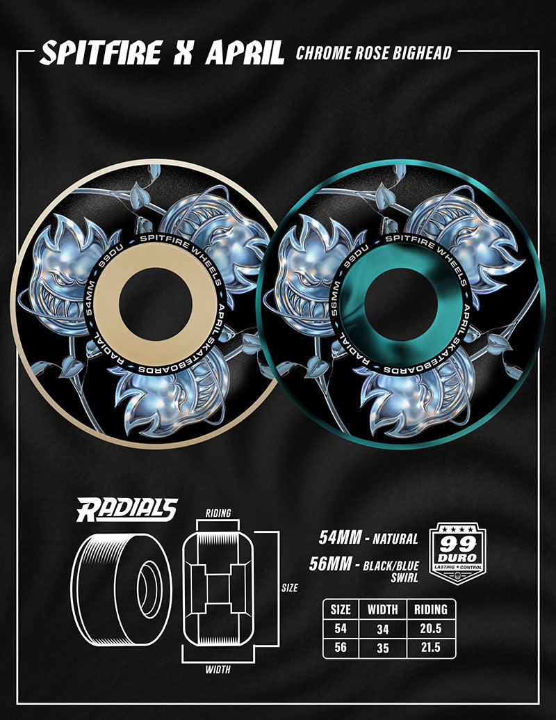 Formula Four April Chrome Rose Bighead Radials 99D - Black/Blue Swirl