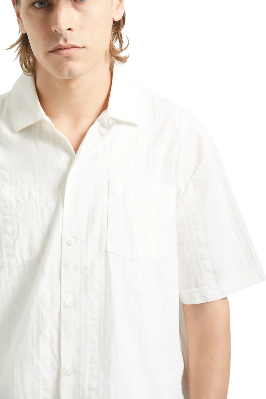 Vintage Woven Shirt - Off White Jacquard Stripe