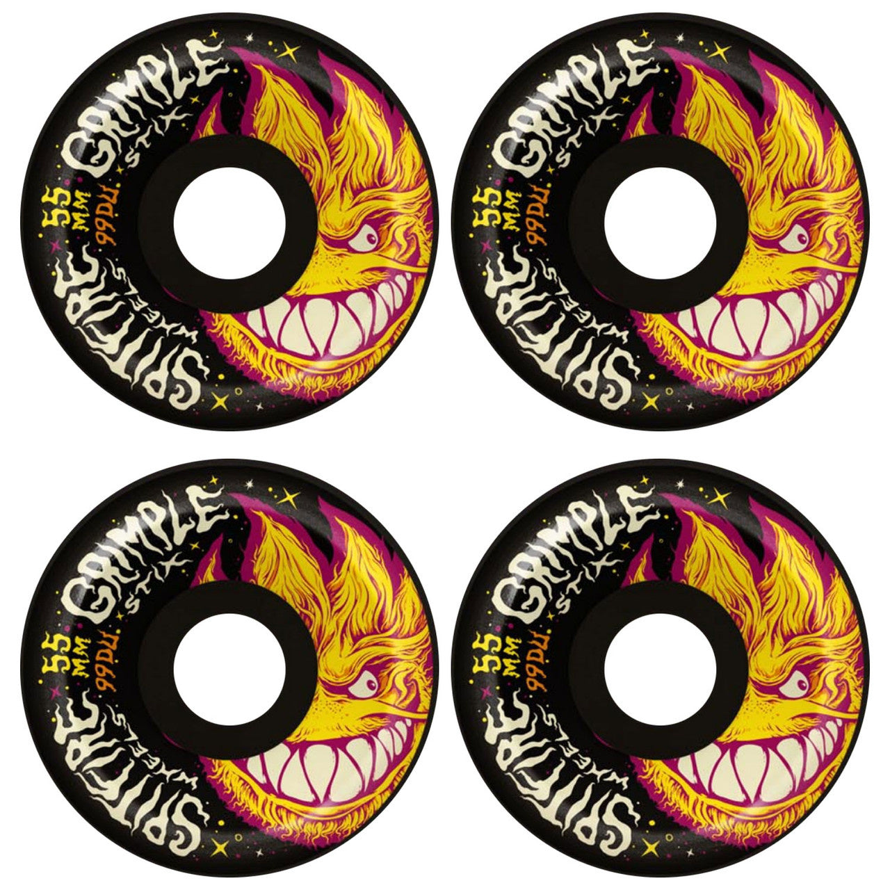 Spitfire x Grimple Stix Formula Four 99D Grimplehead Lock-In Full Black - 55mm