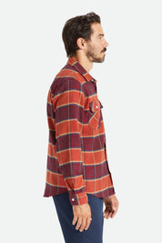 Chemise en flanelle à manches longues Bowery - Acajou/Henné brûlé/Rouge Mars