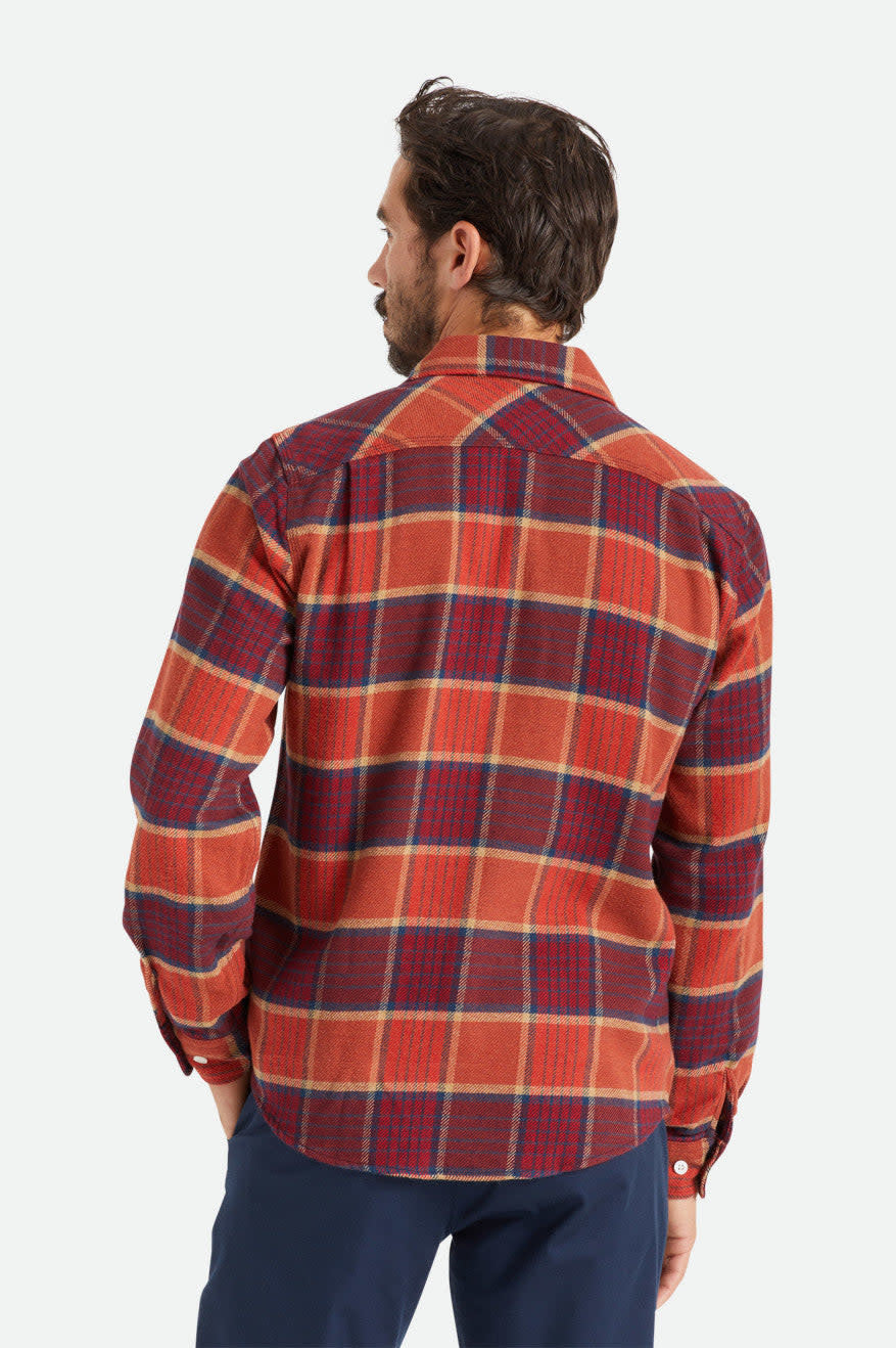 Chemise en flanelle à manches longues Bowery - Acajou/Henné brûlé/Rouge Mars