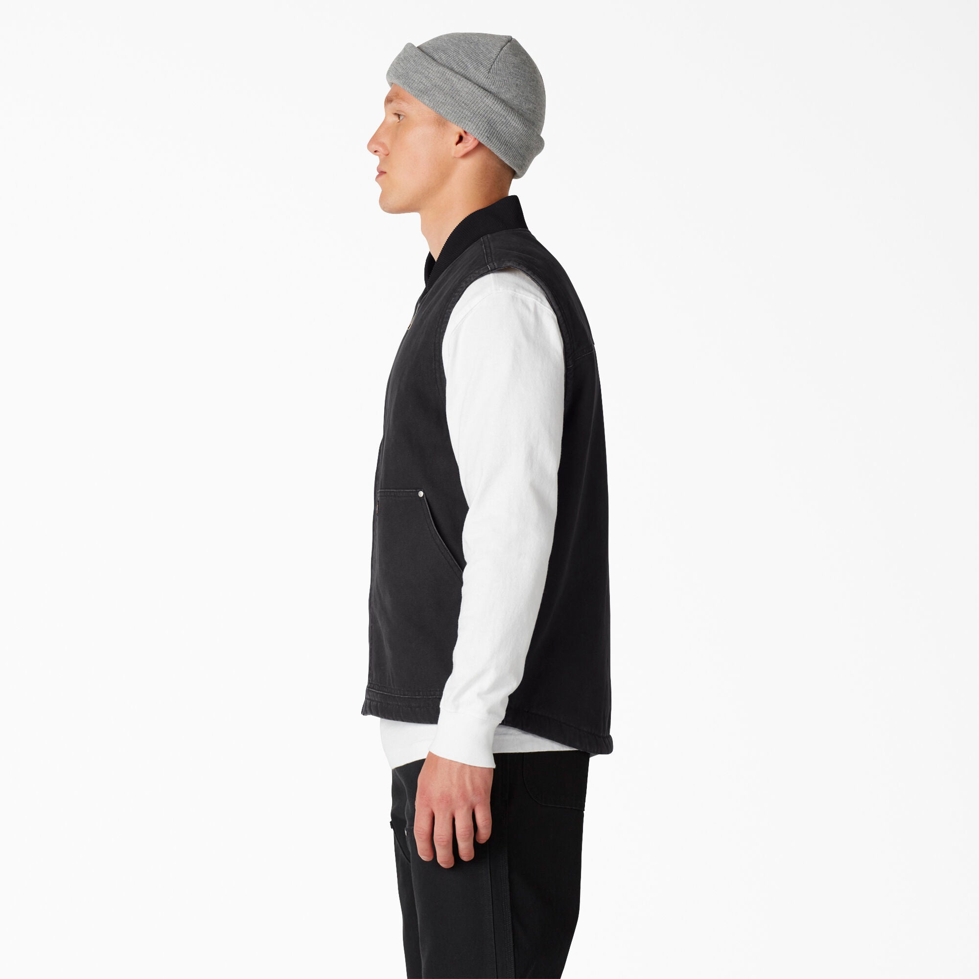 High Pile Fleece Lined Vest - Stonewashed Black (SBK)