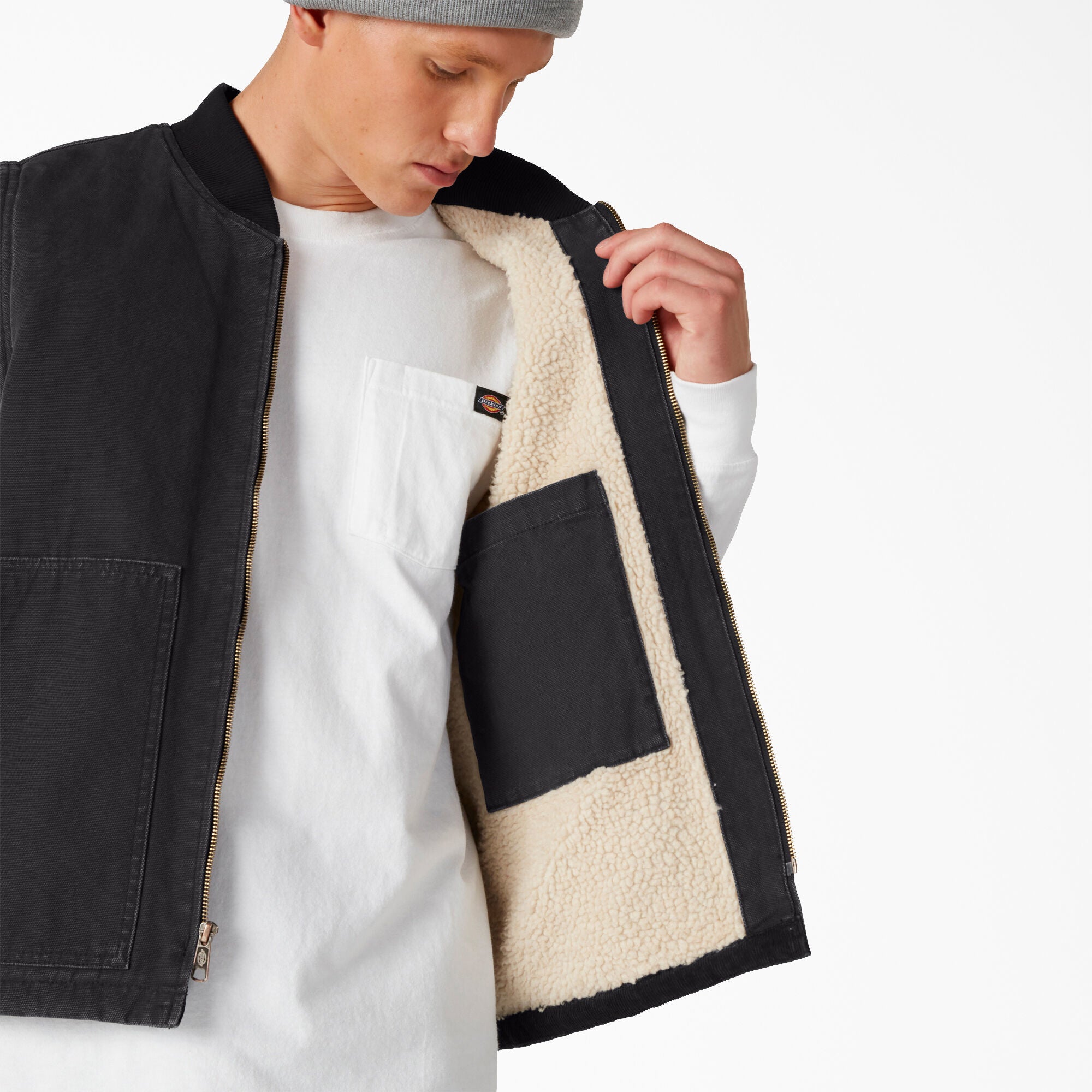 High Pile Fleece Lined Vest - Stonewashed Black (SBK)