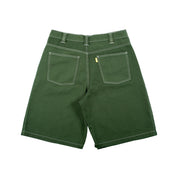 Plaza Denim Shorts - Hunter Green Contrast Stitch