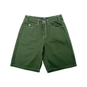 Plaza Denim Shorts - Hunter Green Contrast Stitch