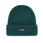 Stamp Label Rib Knit Beanie - Teal Green