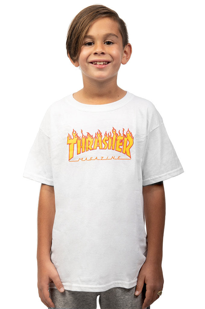 Flame Logo Youth T-Shirt - White