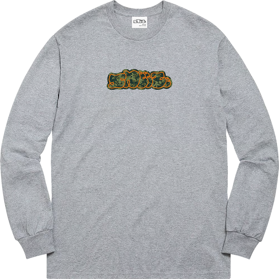 Camo Logo Long-Sleeve Tee - Heather Grey
