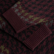 Houndstooth Knit - Burgundy