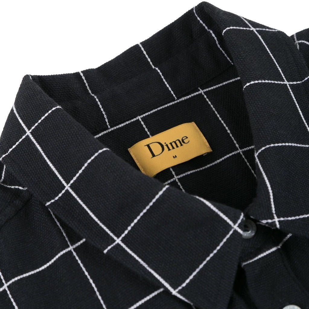 Big Checkered Linen S/S Shirt - Black