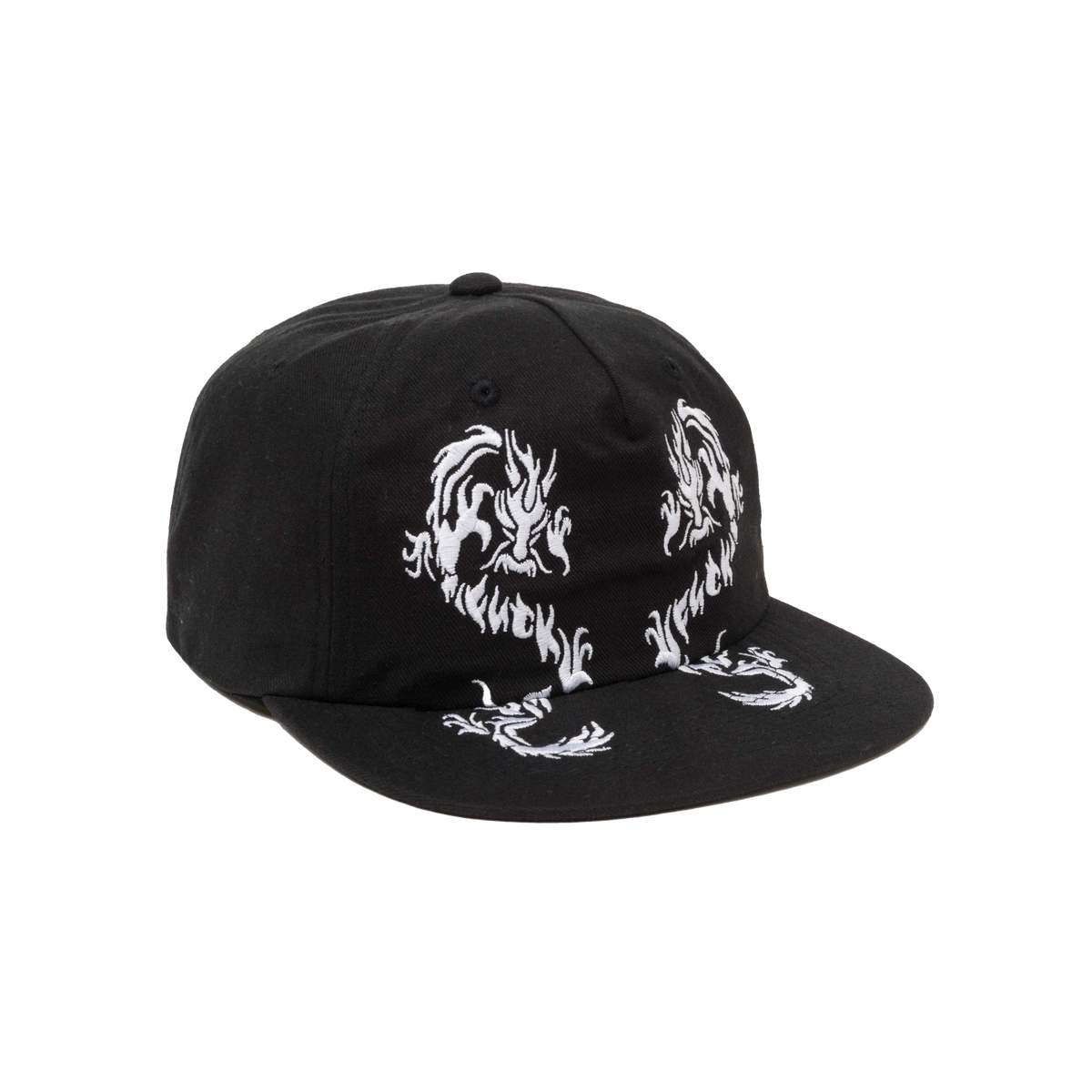 Twin Dragon Snapback Hat - Black