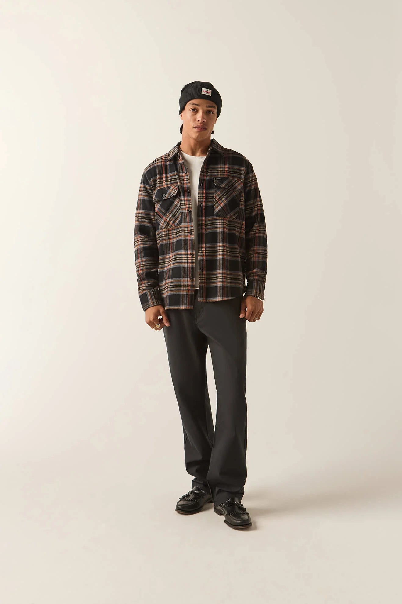 Bowery Flannel - Black/Red Earth