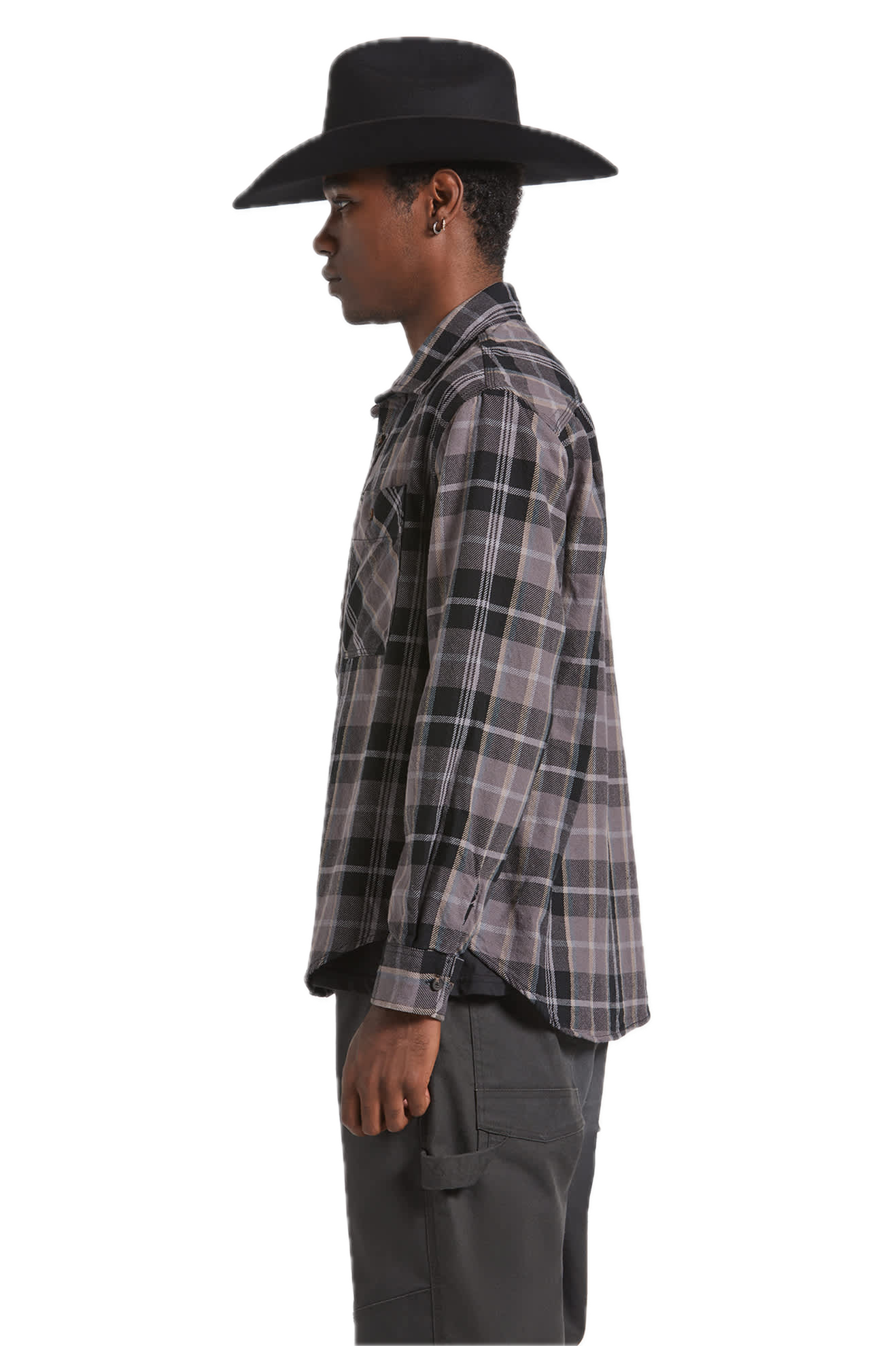 Vintage Wash L/S Flannel - Black/Charcoal Beige/Slate