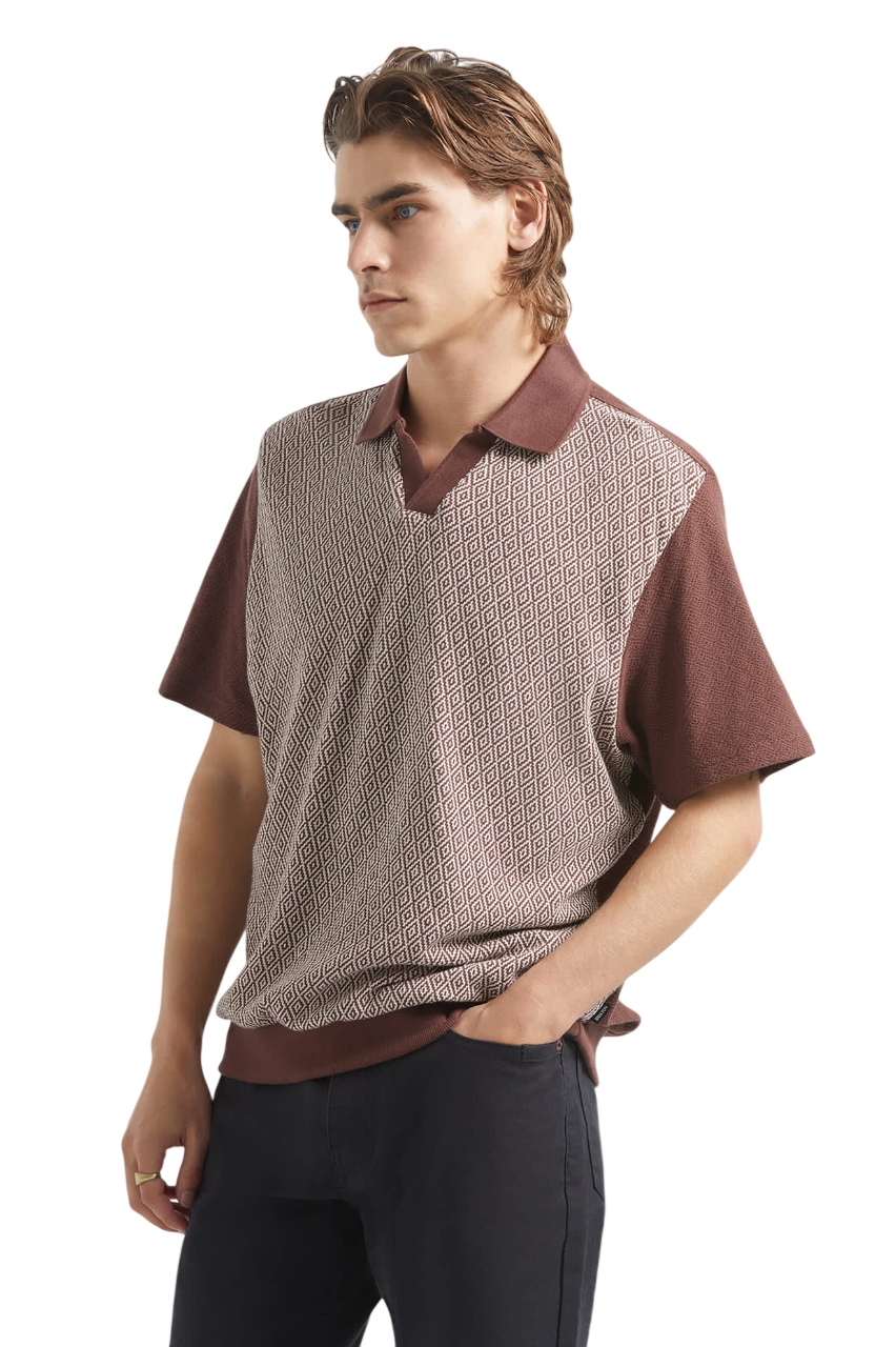 Theo Polo Jacquard - Chocolat/Blanc Cassé