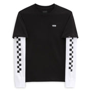 Kids Long Check Twofer Long Sleeve T-Shirt - Black/Black