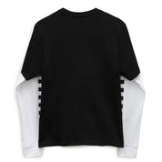 Kids Long Check Twofer Long Sleeve T-Shirt - Black/Black