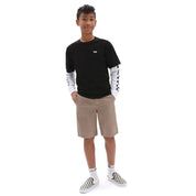 Kids Long Check Twofer Long Sleeve T-Shirt - Black/Black