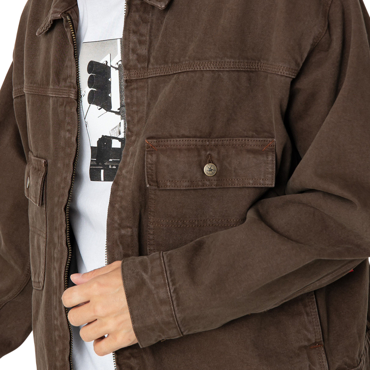 Skate Garage Denim Jacket - Coal Brown