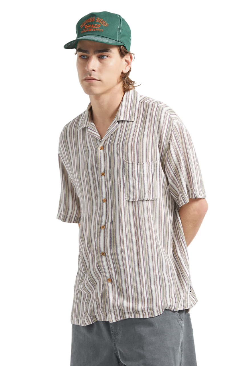 Bunker Twisted Chemise Col Camp Rayée - Rouge Intense