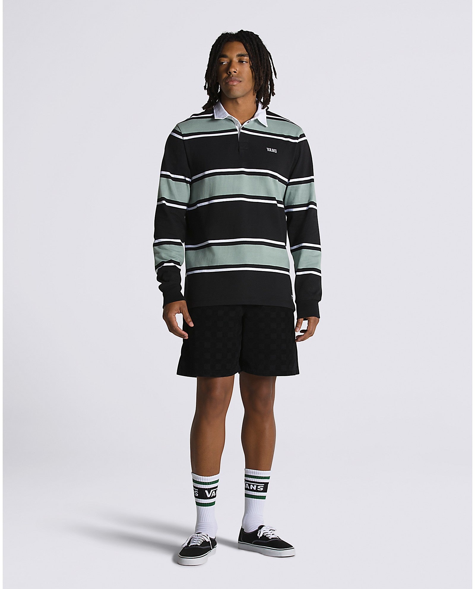 Palmer Rugby Polo Shirt - Black/Chinois Green